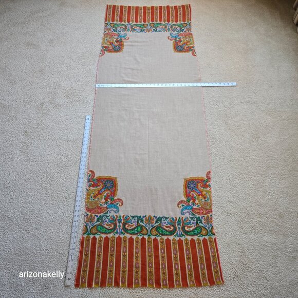 Embroidered Cashmere Scarf Boho Earthy Artisan - Picture 2 of 14